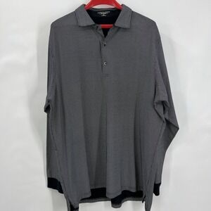 Fairway & Greene The Natural Golf Polo Shirt Men Long Sleeve Black Micro Dot 2XL